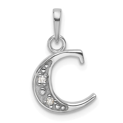 14K Weißgold Diamant Buchstabe C Initiale Anhänger