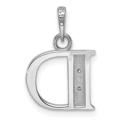 14K Weißgold Diamant Buchstabe D Initiale Anhänger