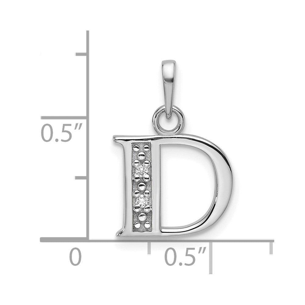 14K Weißgold Diamant Buchstabe D Initiale Anhänger
