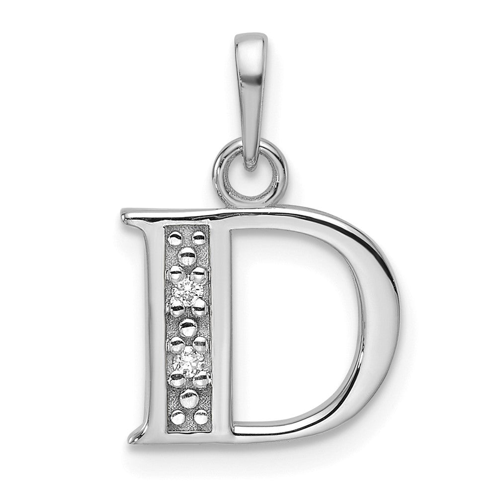 14K Weißgold Diamant Buchstabe D Initiale Anhänger