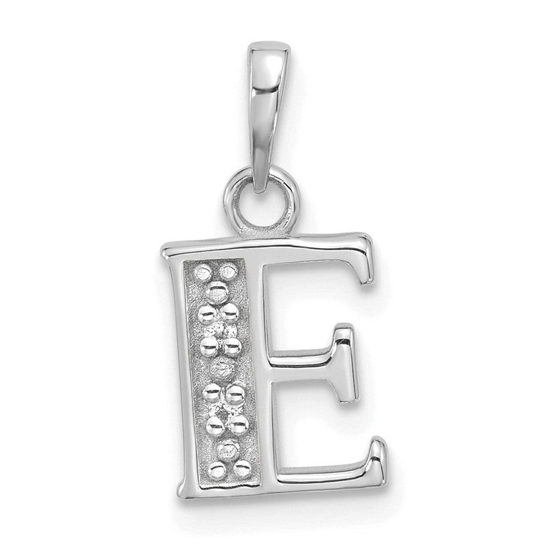 14K Weißgold Diamant Buchstabe E Initiale Anhänger