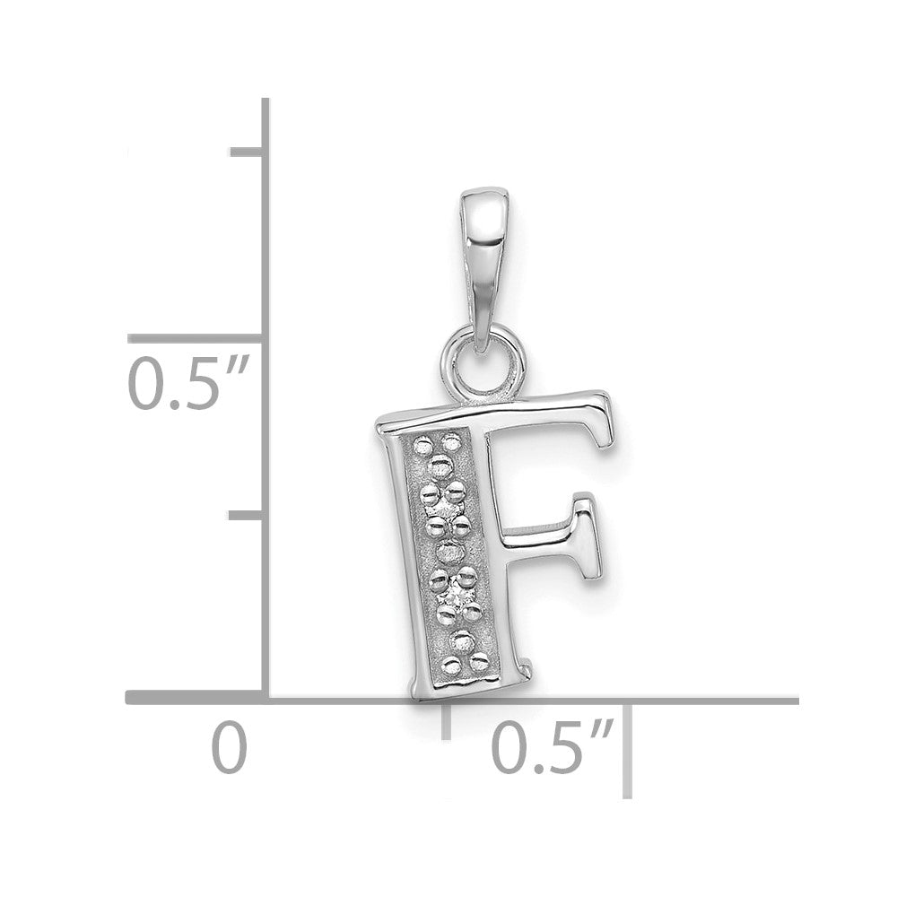 14K Weißgold Diamant Buchstabe F Initiale Anhänger