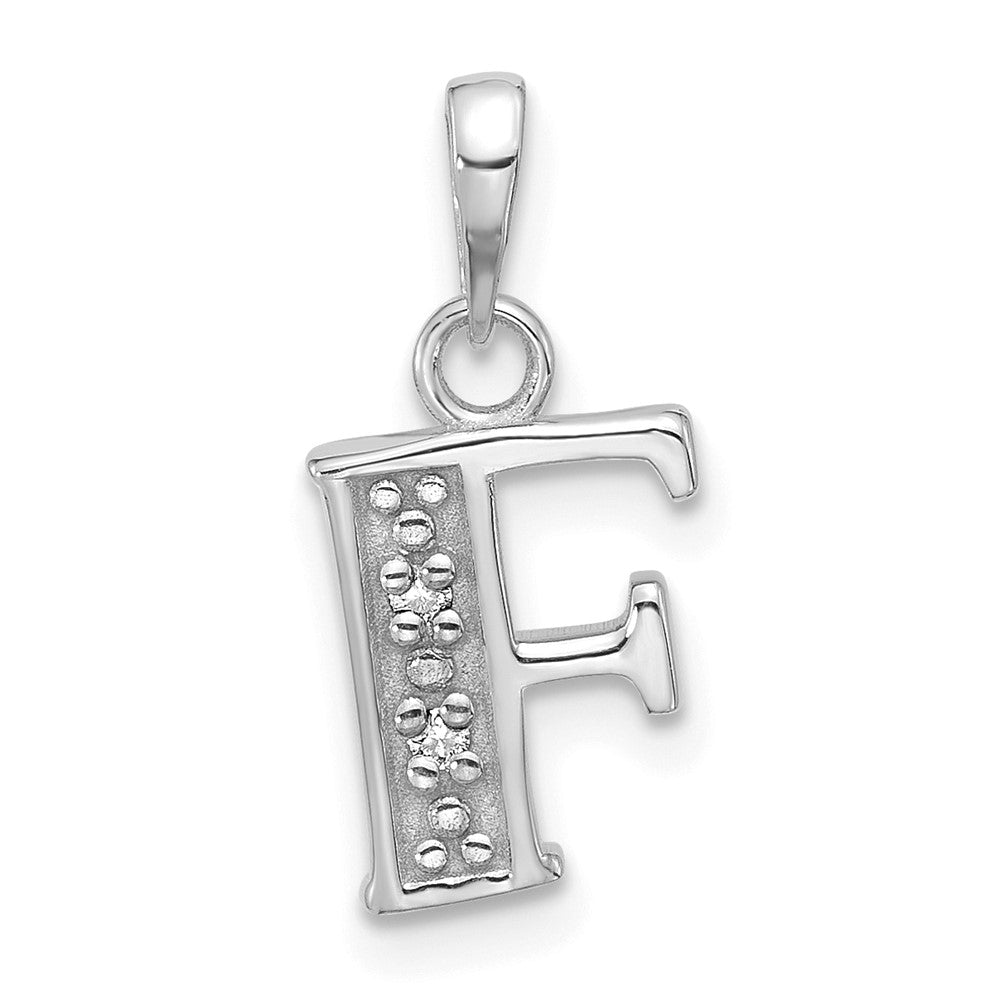 14K Weißgold Diamant Buchstabe F Initiale Anhänger