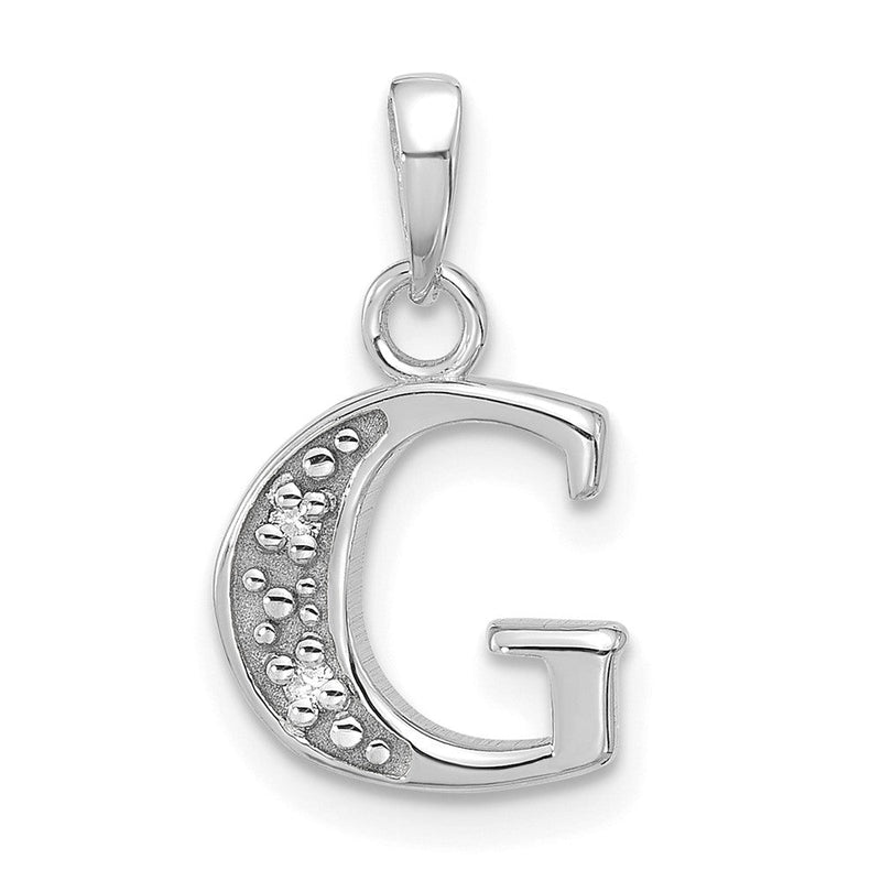 14K Weißgold Diamant Buchstabe G Initiale Anhänger