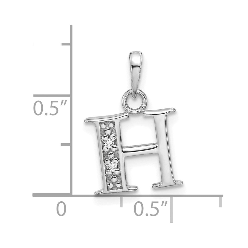 14K Weißgold Diamant Buchstabe H Initiale Anhänger