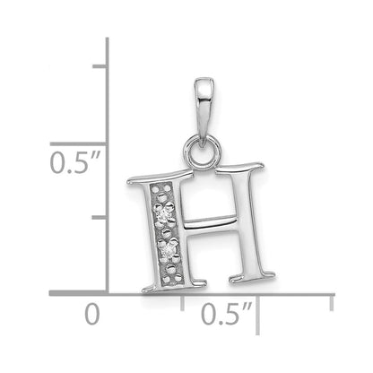 14K Weißgold Diamant Buchstabe H Initiale Anhänger
