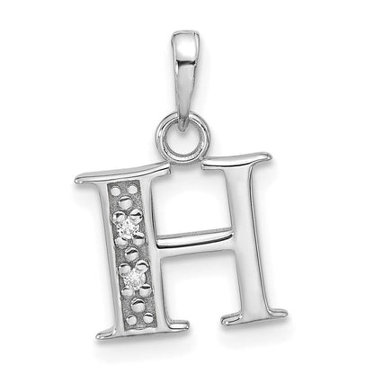 14K Weißgold Diamant Buchstabe H Initiale Anhänger