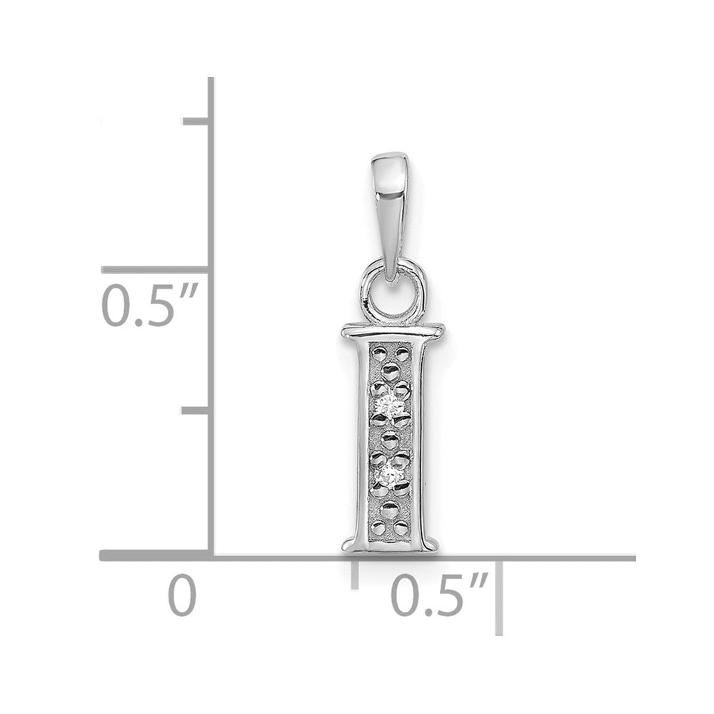 14K Weißgold Diamant Buchstabe I Initiale Anhänger