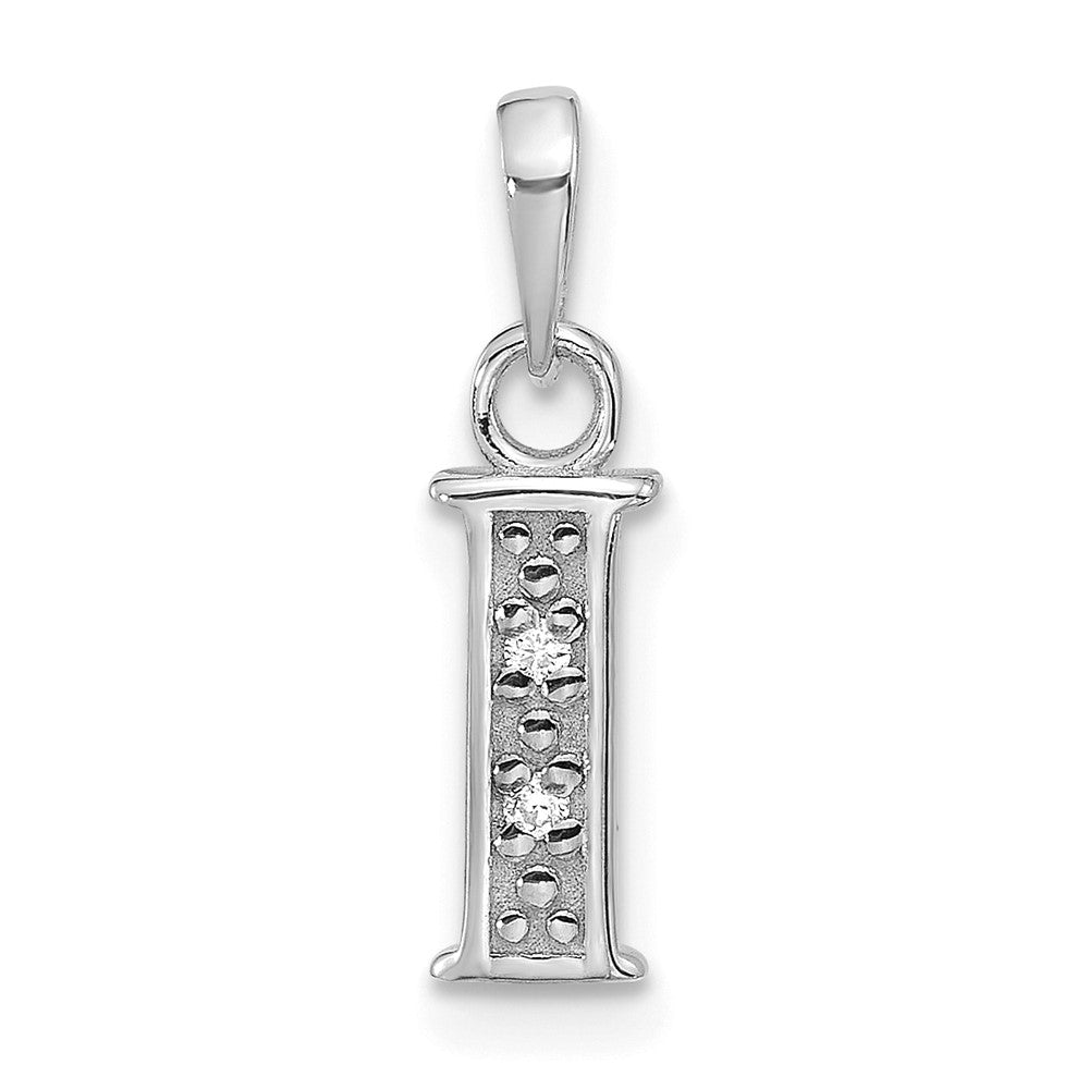 14K Weißgold Diamant Buchstabe I Initiale Anhänger