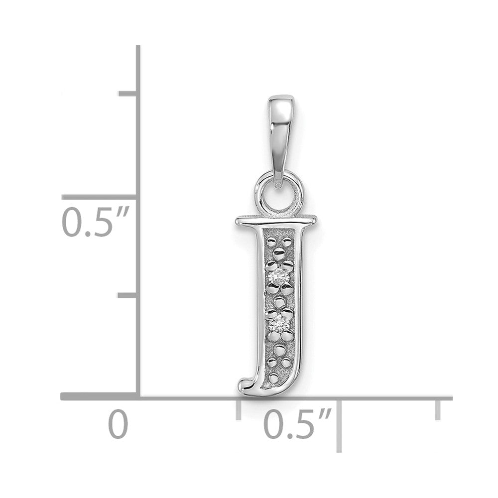 14K Weißgold Diamant Buchstabe J Initiale Anhänger