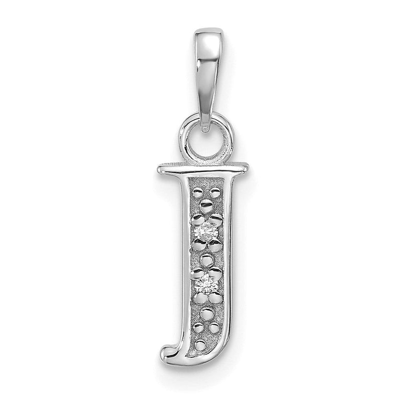 14K Weißgold Diamant Buchstabe J Initiale Anhänger