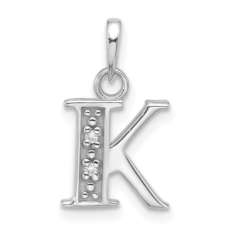 14K Weißgold Diamant Buchstabe K Initiale Anhänger