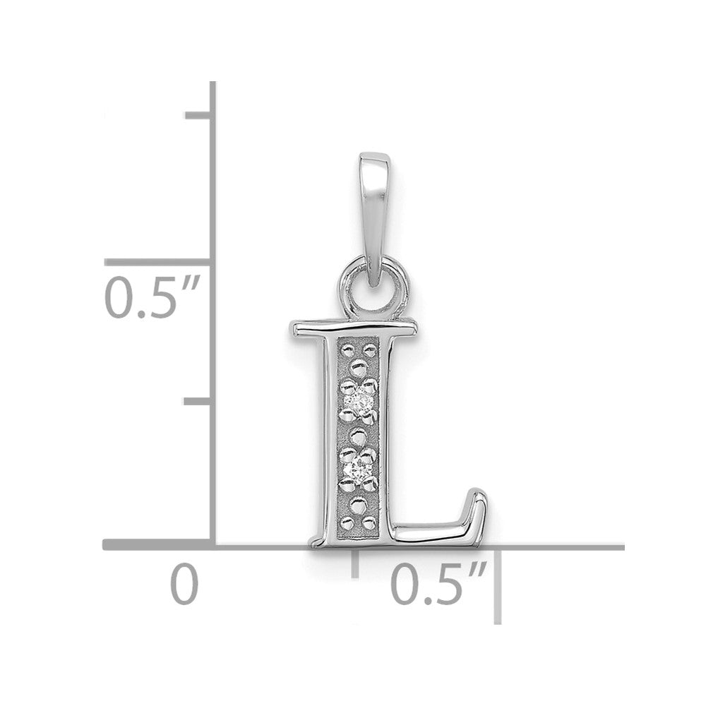 14K Weißgold Diamant Buchstabe L Initiale Anhänger