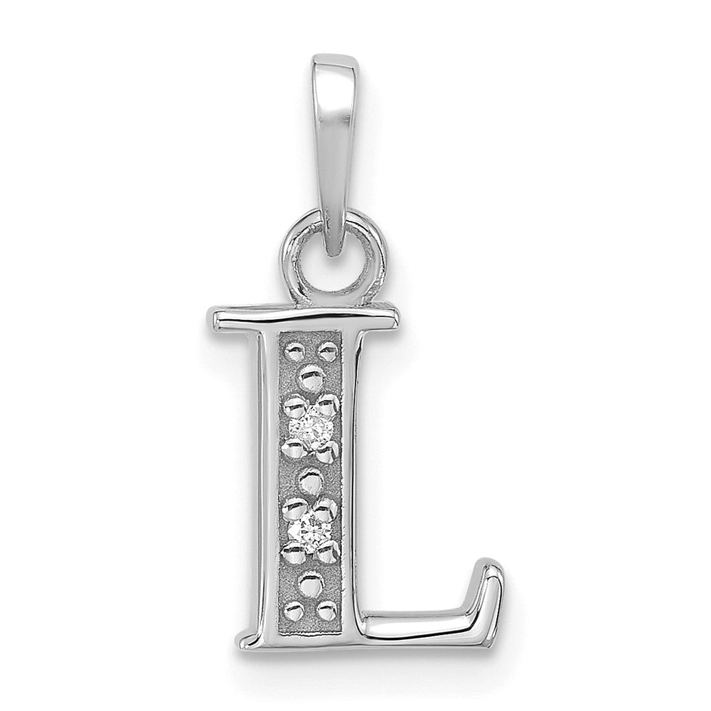 14K Weißgold Diamant Buchstabe L Initiale Anhänger