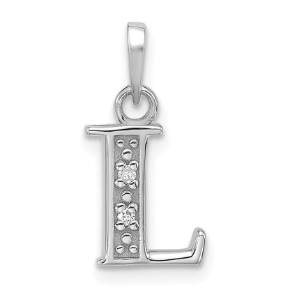 14K Weißgold Diamant Buchstabe L Initiale Anhänger