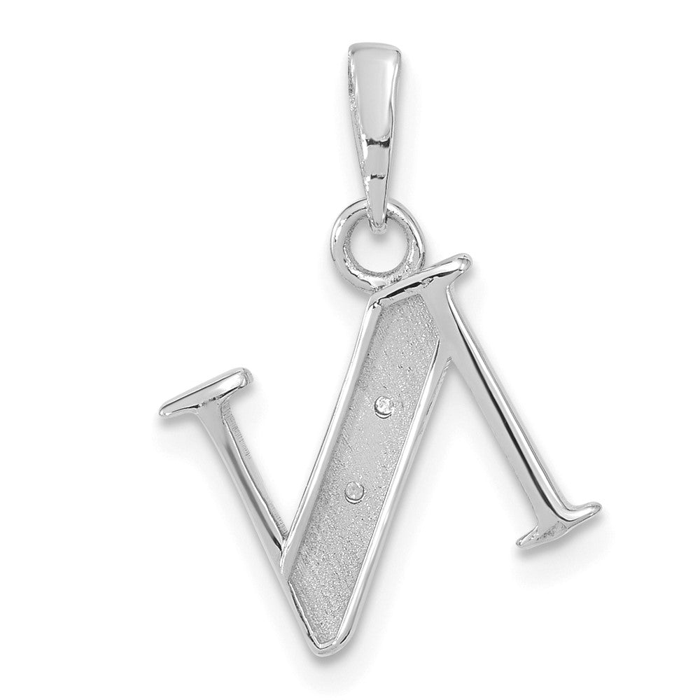 14K Weißgold Diamant Buchstabe N Initiale Anhänger