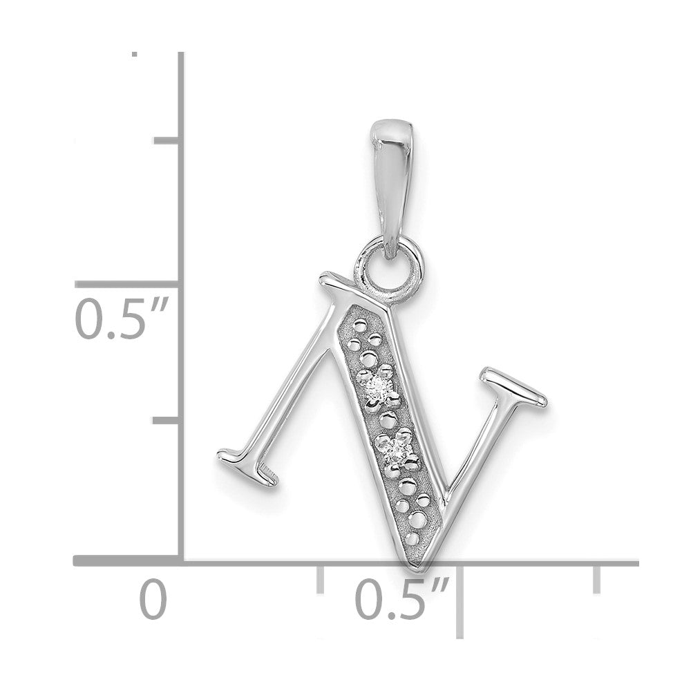 14K Weißgold Diamant Buchstabe N Initiale Anhänger