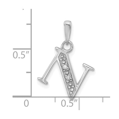 14K Weißgold Diamant Buchstabe N Initiale Anhänger