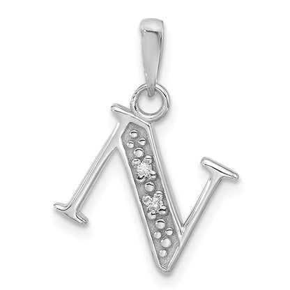 14K Weißgold Diamant Buchstabe N Initiale Anhänger