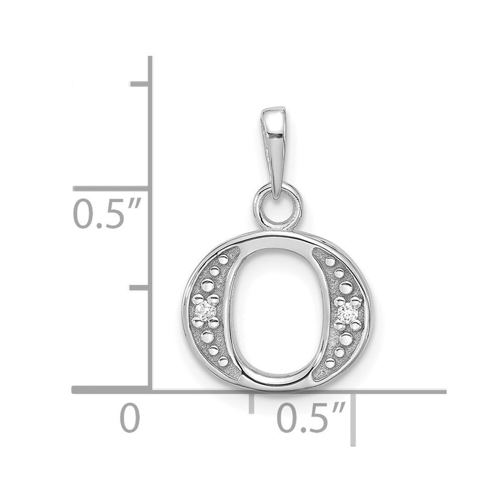 14K Weißgold Diamant Buchstabe O Initiale Anhänger