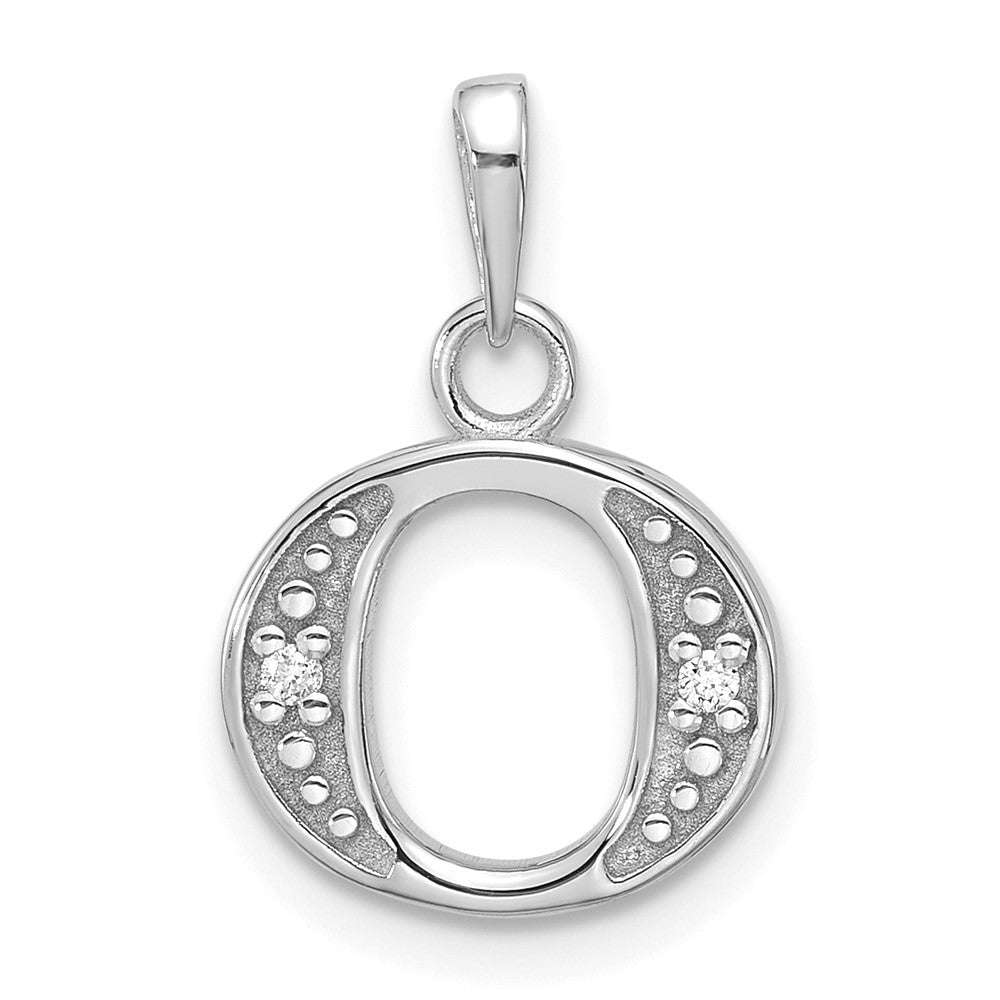 14K Weißgold Diamant Buchstabe O Initiale Anhänger