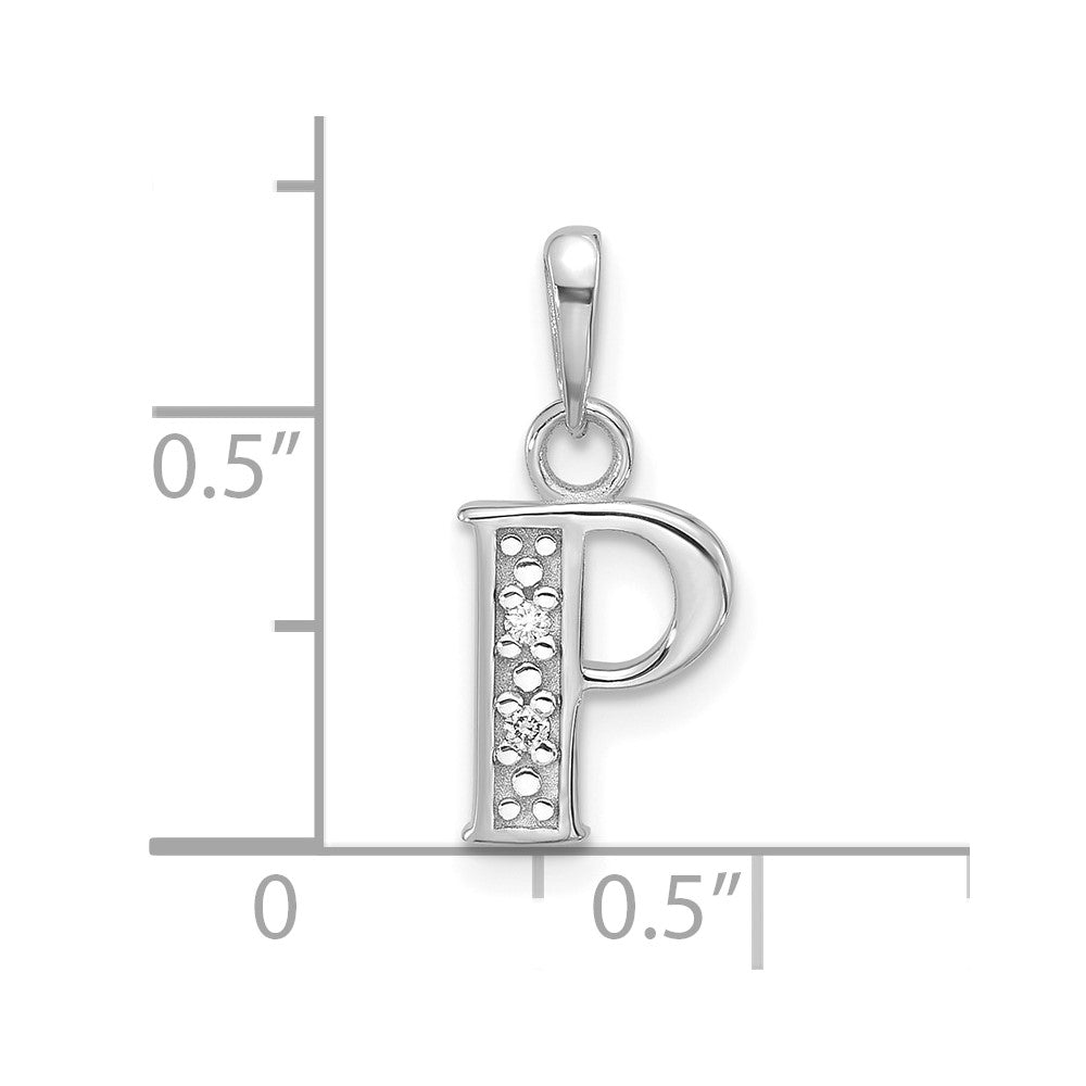 14K Weißgold Diamant Buchstabe P Initiale Anhänger