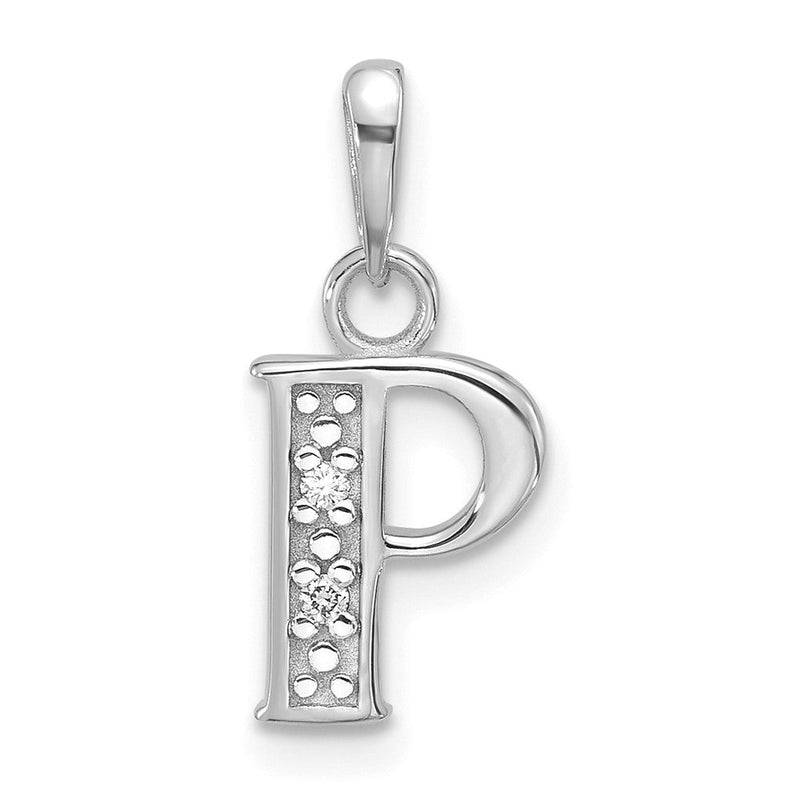 14K Weißgold Diamant Buchstabe P Initiale Anhänger