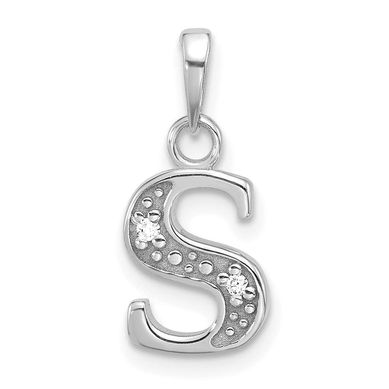 14K Weißgold Diamant Buchstabe S Initiale Anhänger