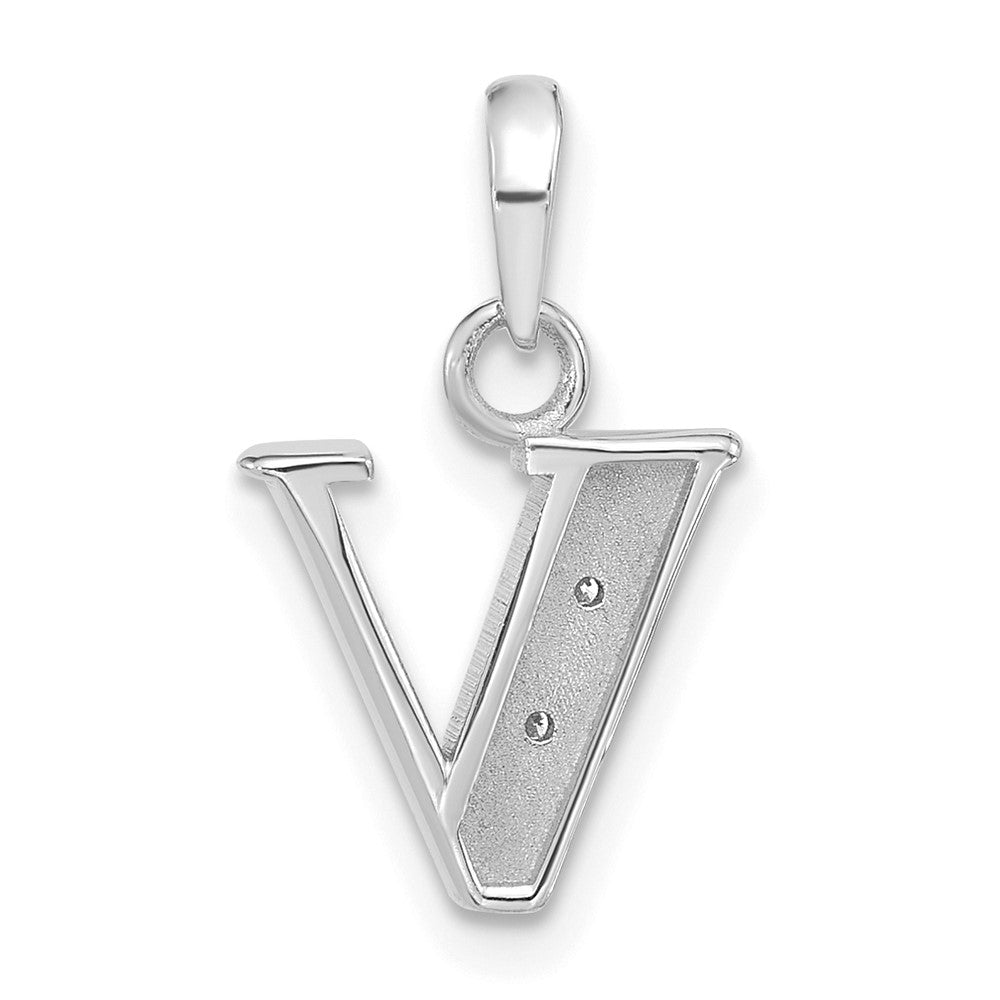 14K Weißgold Diamant Buchstabe V Initiale Anhänger