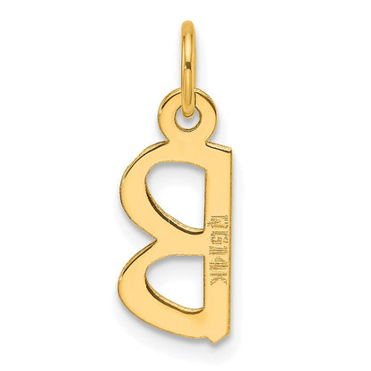 14K Gelbgold Schräg Block Buchstabe B Initiale Charm