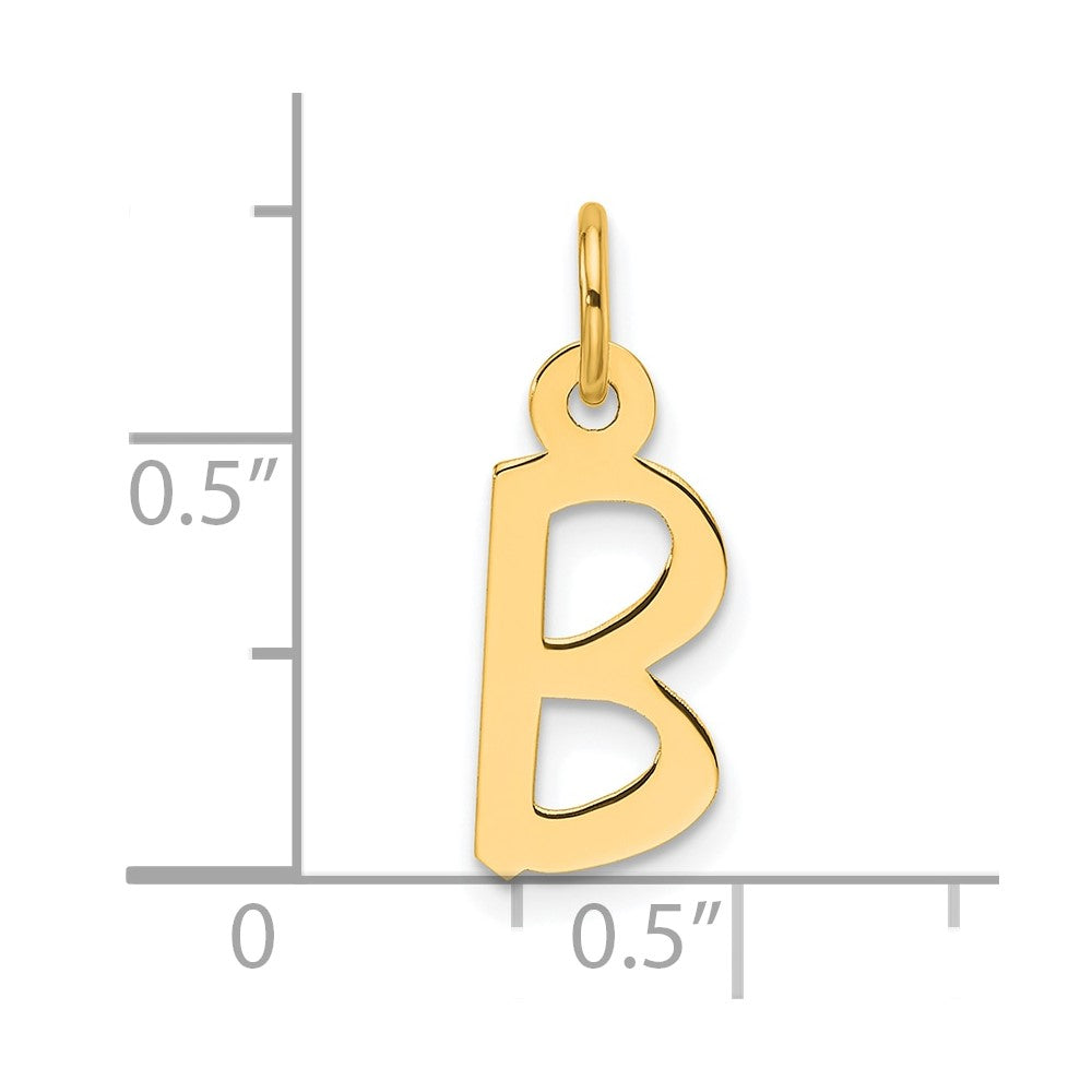 14K Gelbgold Schräg Block Buchstabe B Initiale Charm