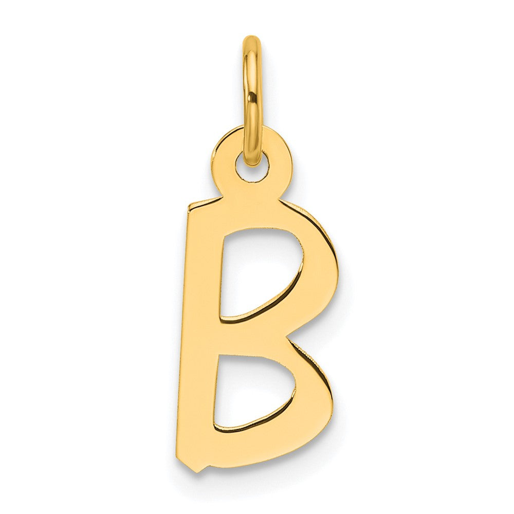 14K Gelbgold Schräg Block Buchstabe B Initiale Charm