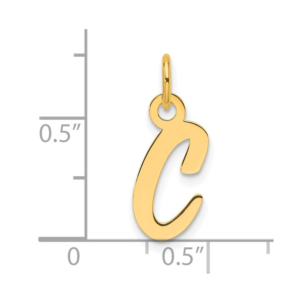14K Gelbgold Schräg Block Buchstabe C Initiale Charm