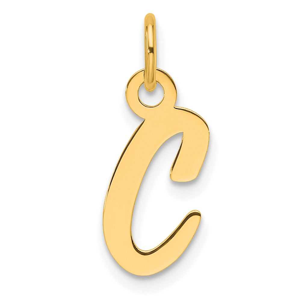 14K Gelbgold Schräg Block Buchstabe C Initiale Charm