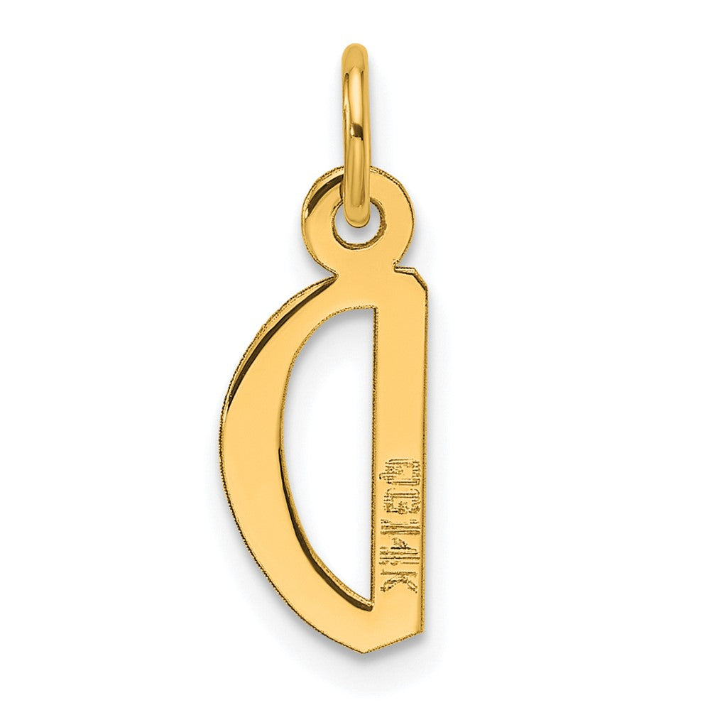 14K Gelbgold Schräg Block Buchstabe D Initiale Charm