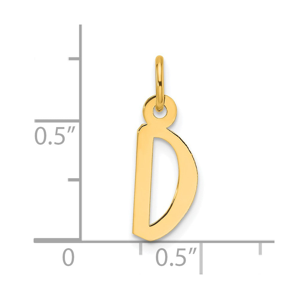 14K Gelbgold Schräg Block Buchstabe D Initiale Charm
