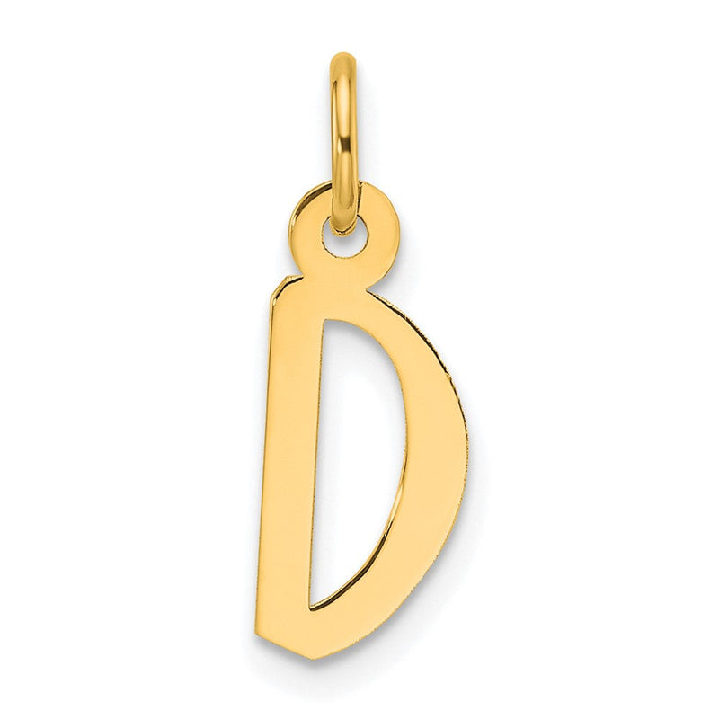 14K Gelbgold Schräg Block Buchstabe D Initiale Charm