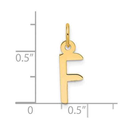 14K Gelbgold Schräg Block Buchstabe F Initiale Charm