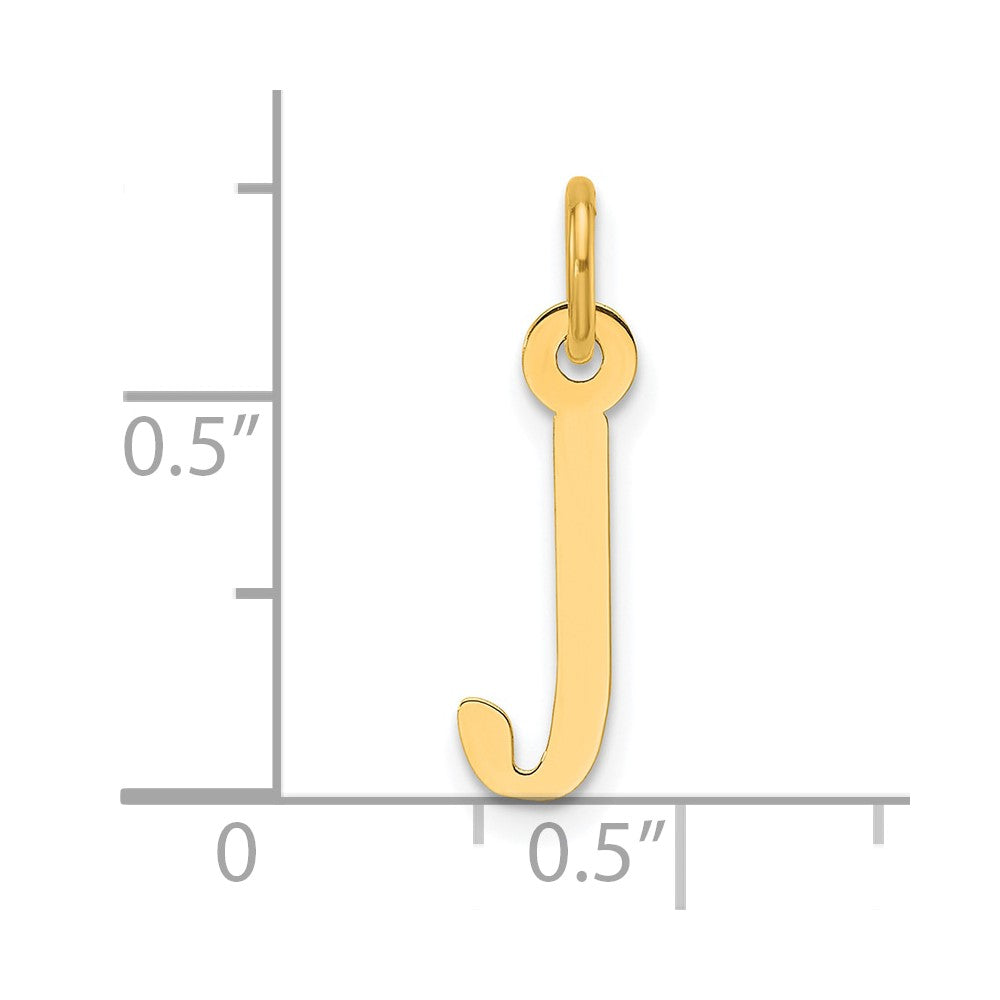 14K Gelbgold Schräg Block Buchstabe J Initiale Charm