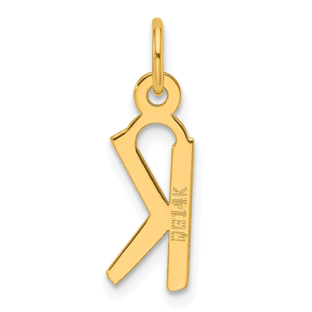 14K Gelbgold Schräg Block Buchstabe K Initiale Charm