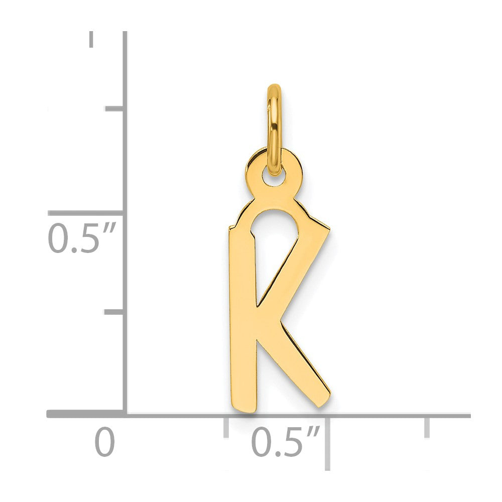 14K Gelbgold Schräg Block Buchstabe K Initiale Charm