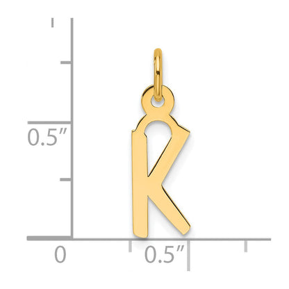 14K Gelbgold Schräg Block Buchstabe K Initiale Charm