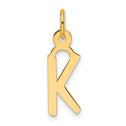 14K Gelbgold Schräg Block Buchstabe K Initiale Charm