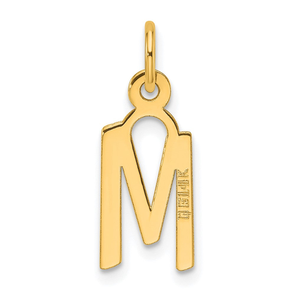 14K Gelbgold Schräg Block Buchstabe M Initiale Charm