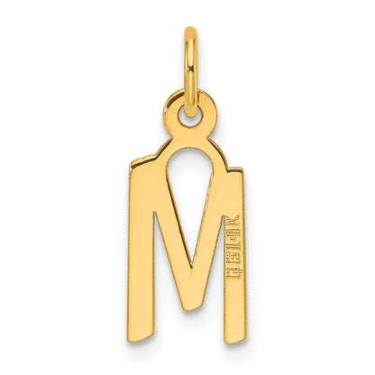14K Gelbgold Schräg Block Buchstabe M Initiale Charm