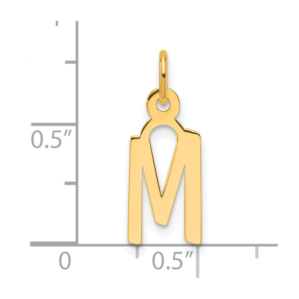 14K Gelbgold Schräg Block Buchstabe M Initiale Charm