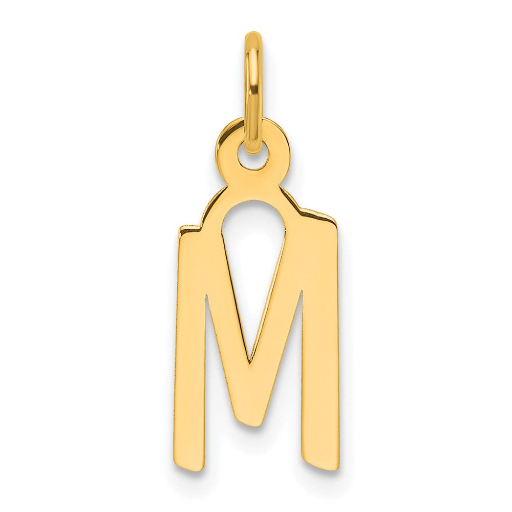 14K Gelbgold Schräg Block Buchstabe M Initiale Charm