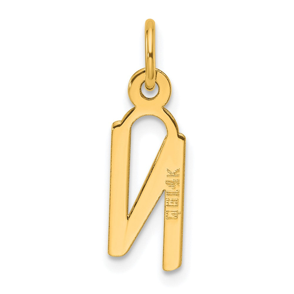 14K Gelbgold Schräg Block Buchstabe N Initiale Charm