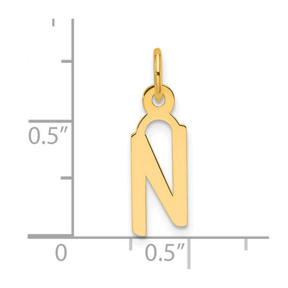 14K Gelbgold Schräg Block Buchstabe N Initiale Charm