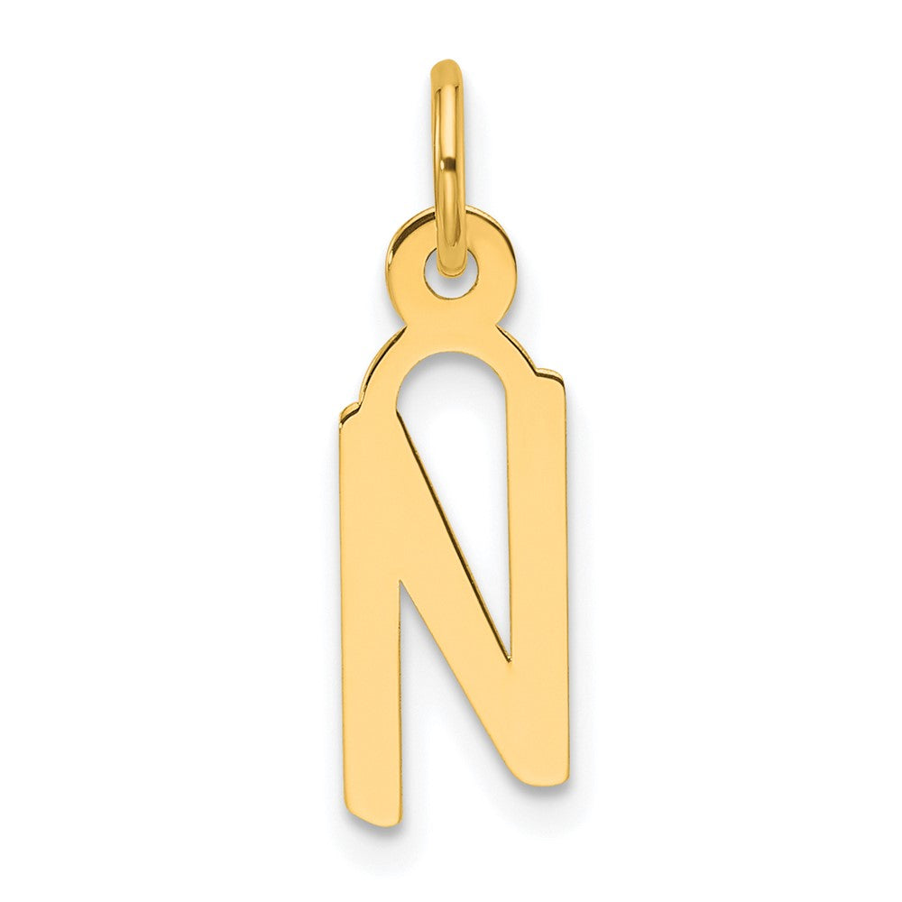 14K Gelbgold Schräg Block Buchstabe N Initiale Charm